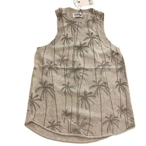 27 Mile Malibu Women Salinas Gray Palm Sleeveless Tank Top Tree Shimmer new XS